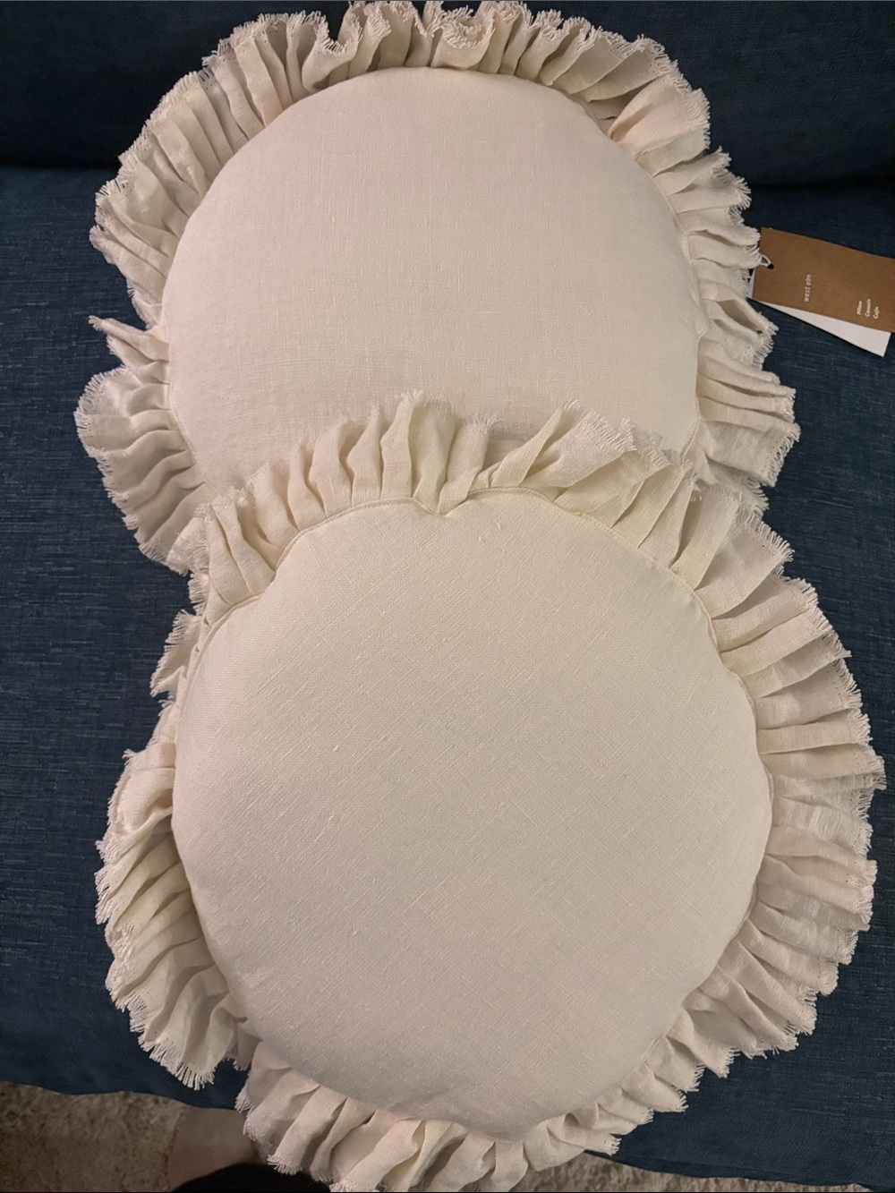 West Elm - 2  Round Fringe Decorative Throw Pillows